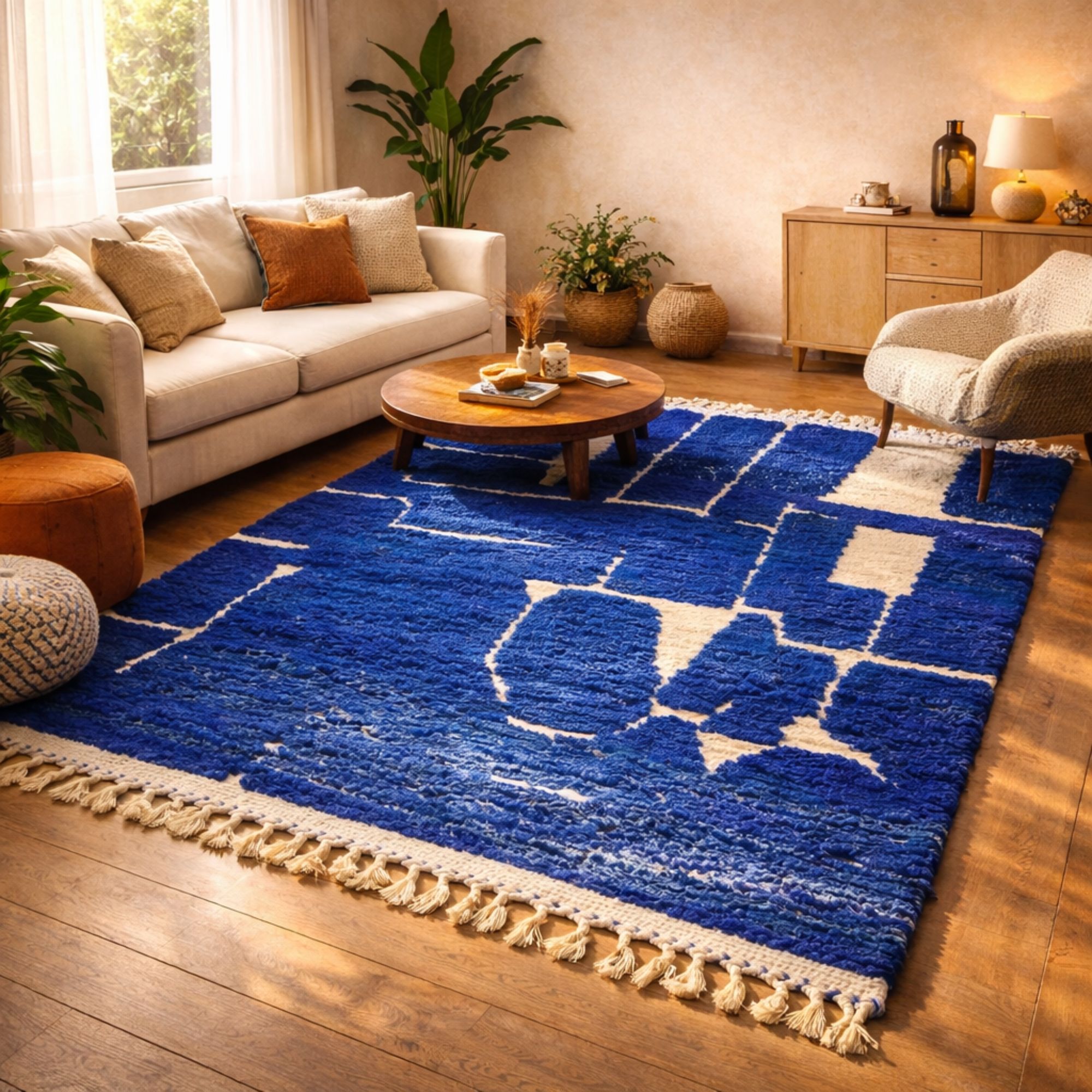 Cobalt Blue Moroccan Rug 4x6 ft (122x183 cm) | Nomadinas